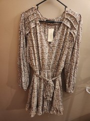 OPT Evereve Floral Boho Ruffle Mini Lea Dress Prairie Style Size XL NWT