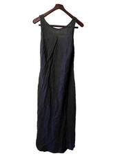 HARRIS COTTON NAVY BLUE 100% LINEN V BACK TANK MIDI DRESS WOMEN&rsquo;S SIZE LARGE
