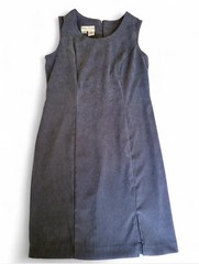 Vtg Betsy Lauren Gray Solid Scoop Neck Sheath Dress Slit Zip Petite 6