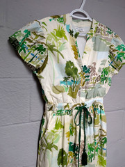 Beau & Ro Midi Dress Size L Short Sleeve Digital Print Drawstring Pockets