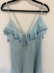 FREE PEOPLE Love Forever Ruffle Mini Dress Sundress Light Blue Size L Large