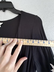 B.E. Stage Dress Womens Large Black Wrap Maxi Crochet Bell Sleeve Boho Jersey