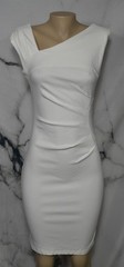 MUXXN White Sheath Dress Medium Stretch Viscose Blend Slight Cap Sleeves