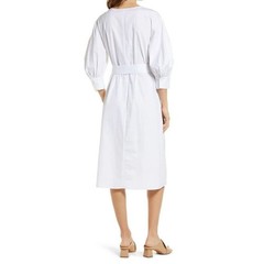 New ~ NORDSTROM ~ Puff Sleeve Belted 100% Cotton Dress ~ Small