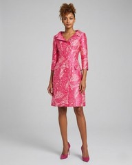 NWT Rickie Freeman for Teri Jon Botanical Jacquard Coat Dress in Pink Ivory 12