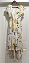 Lulus Multicolor Cute Spring White Yellow Blue Floral Wrap High Low Dress Sz S