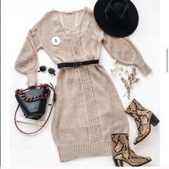 💕SPELL & THE GYPSY💕 Knit Midi Sweater Dress ~ Stone Small/Medium NWT