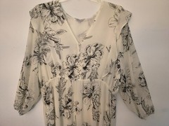 Ophelia Roe Smocked Floral Long Sleeve Maxi Dress -Cream Floral -3X Tall
