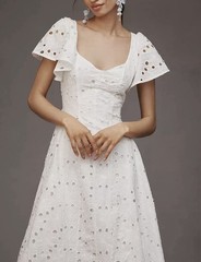 NWT Size 1X – Extro&Vert Ada Flutter-Sleeve Broderie Midi Dress (NWT US$ 123)