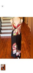 ib diffusion Black Multicolor Floral V-Neck Strappy Sleeveless Maxi Dress M