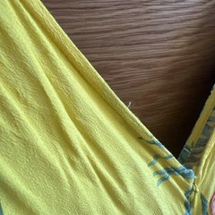 Warehouse Dress Yellow Tropical Floral 16 Ruffle Side Tie Adjustable 100%Viscose