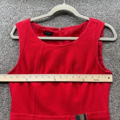Talbots Red Textured Sleeveless Sheath Dress Size 6 Cotton Blend Career Office