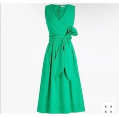 NWT J. by J. Crew Sleeveless Wrap-top Pleaded Dress In Kelly Green Front Tie 8