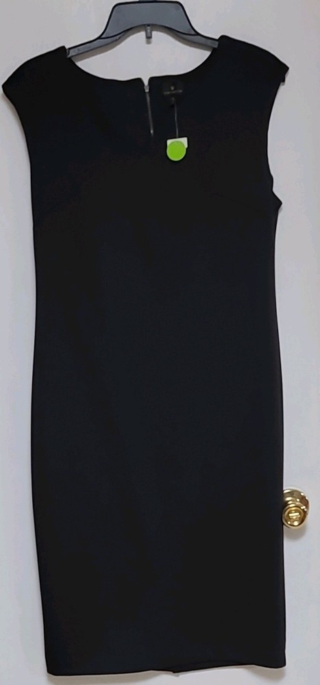 Worthington Sheath Dress Black Sleeveless Knee Length Round Neck Zipper Size 8