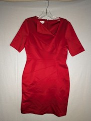 London Times Petites Red Short Sleeve Ruched Sheath Dress