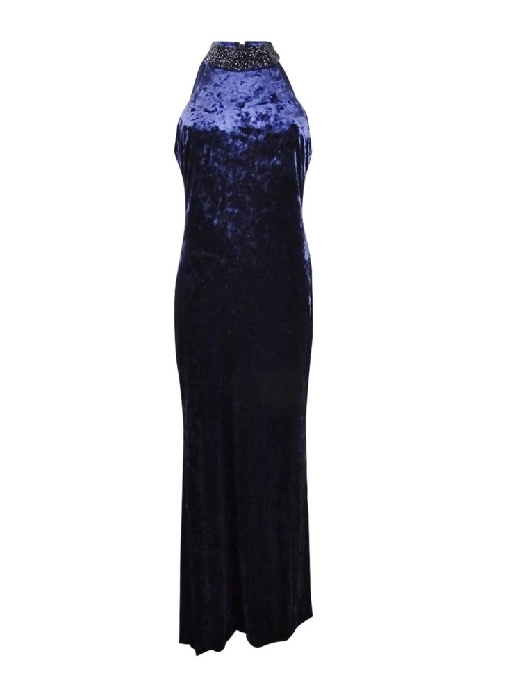 Calvin Klein Women&rsquo;s Velvet Embellished Gown (8, Indigo) 192351721595