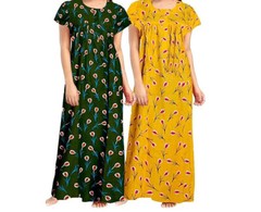 Multicolor Cotton Nighty/Maxi Combo for Women (Pack of 2 Pcs)