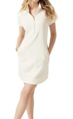 Tommy Bahama LARGE Tobago Bay Half-Zip Short-Sleeve Dress In Coconut NEW ($139)