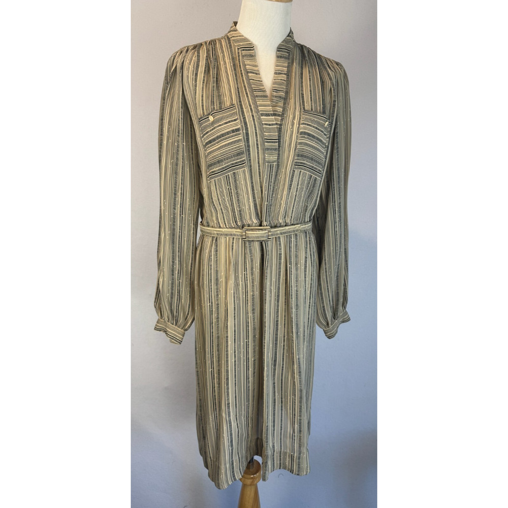 Vintage Gloria Vanderbilt Long Sleeve Belted Dress Boho Cottagecore 8