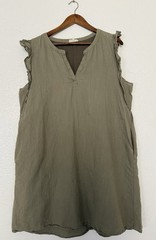 Cotton Bleu Two Palms Ruffle Shift Dress Size XL Green Women’s