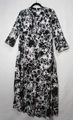 New Chicos Tier Floral Maxi Dress Black Ecru Cotton V-Neck Size 000 US 0