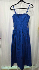 Moon River Blue A-Line Midi Dress Smocked Strappy Sleeveless Square Neck XS
