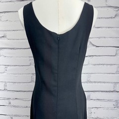Vintage Rampage Black Sheath Dress Gold Chain Link Straps Size 7 Made in USA 90s