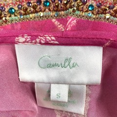 CAMILLA Silk Crystal Embellish Wrap Dress Sz S Pink Luxury Coastal Designer Boho