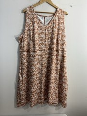 Womans Jockey Pullover Shift Dress 2 X Brown Leaf Pattern V Neck Sporty Athleisu