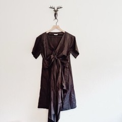 Erin Women&rsquo;s Black Shirt Sleeve Bow Tie Dress Size 4
