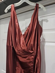 DB Studio Drawstring Dress Brown Satin