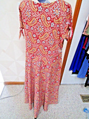 CHAPS-RED/MULTI-FLORAL-TIE CAP SLEEVE-SCOOP NECKMAXI DRESS-SIZE-1X-NWT-$86