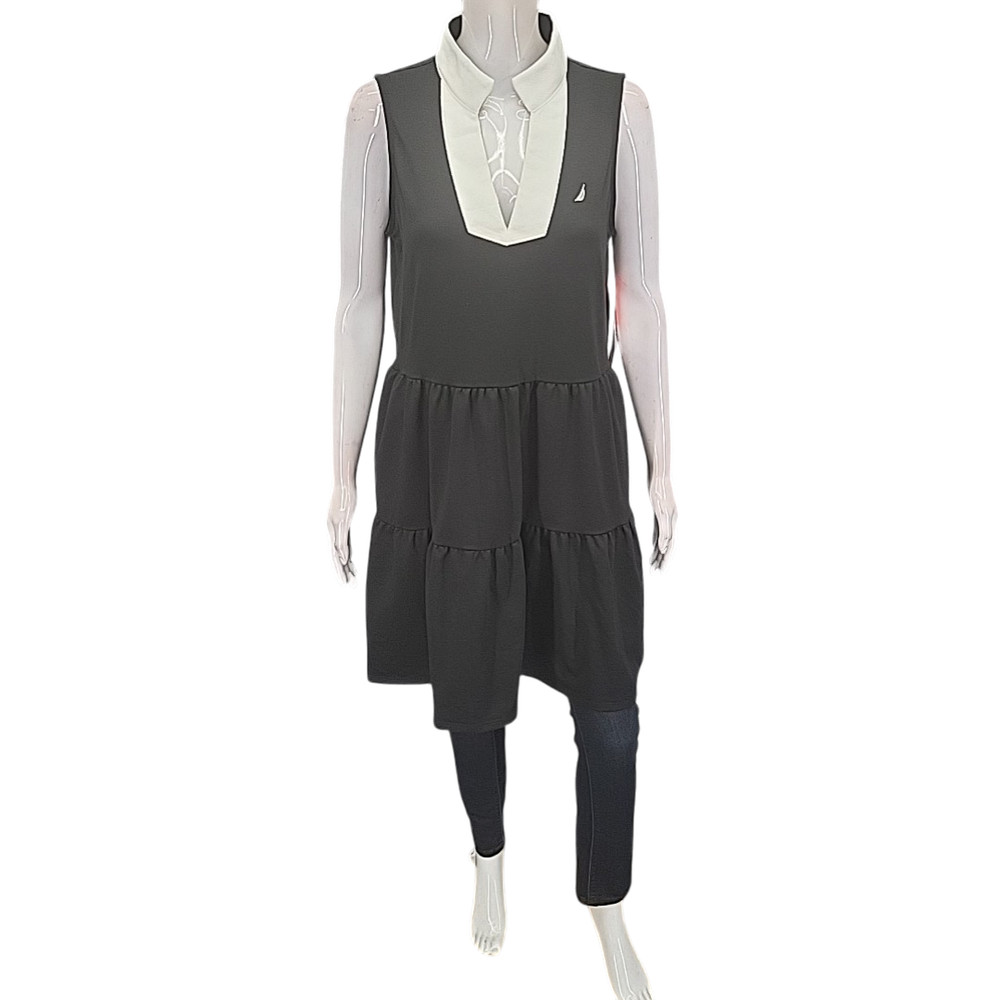 Nautica Jeans Women&rsquo;s Black Tiered Collar Sleeveless Dress Size Medium