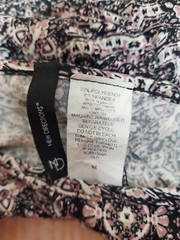 New Directions Womens Shift Dress Sz M 3/4 Bell Ruffle Sleeve Print Stretch