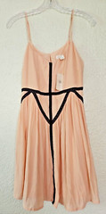 Forever21 Sz M Peach Strappy Short Flirty Dress w/Black Crochet Accent Trim NWT