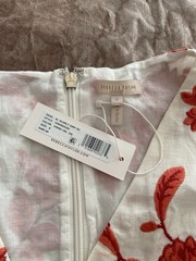 Rebecca Taylor White Red Floral Embroidered Sleeveless V-Neck Dress Size 6