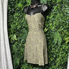 CALVIN KLEIN Dress Women Small Green Animal Print Strappy Mini Skater NWT 2059