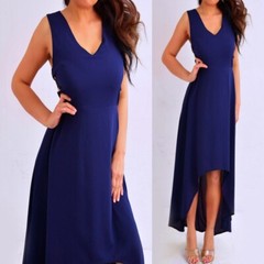 Love @ First Sight Navy Blue Sleeveless Cutout High Low Dress Size XL