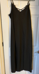 NWT Torrid Nightfall Double Slit Lace Back Maxi Dress Deep Black Size 0 L 12 NEW