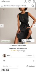 La Redoute Classy Chic LBD Shift Midi Dress Size 20 Draping Belted RRP £44