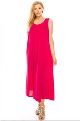 JOSTAR LONG TANK DRESS Pink Stretch SLINKY Poly Spandex Knit S M L XL 2X 3X