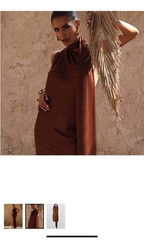 Rat & Boa Brown Solid Halter Sleeveless Long Maxi Dress Fringe Accent S