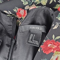 Forever 21 Floral Fit & Flare Mini Dress Black Rose Skater Whimsigoth L