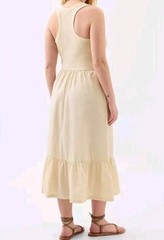 Women&rsquo;s Size XL Tan Beige Pockets Fit & Flare Summer Midi Dress Sleeveless Gap