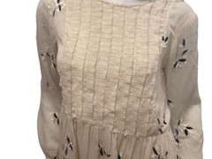 Free People Size 4 Feather Bone Ivory Embroidered High Neck Sheer Layer Dress