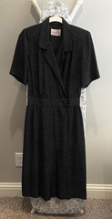 Vintage Liz Claiborne Dress, Black with Off White Micro Dots, Size 6 Petite