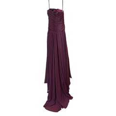 Strapless Beaded Plum Evening Train Maxi Gown size 8