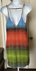 🌼CHARLIE JADE MULTICOLOR GRADIENT DRESS • SILK‑LINED • SZ SP • SPAGHETTI STRAPS