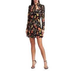 ALEXIS Black Morgana Floral Cutout Mini Short Casual Dress XS