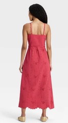 Womens Red Eyelet Sundress 💯% Cotton Material • FREE SHIPPING & Gift Wrap Med